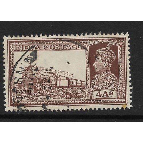 INDIA 1937 SG 255 4a BROWN MAIL TRAIN FINE USED#4