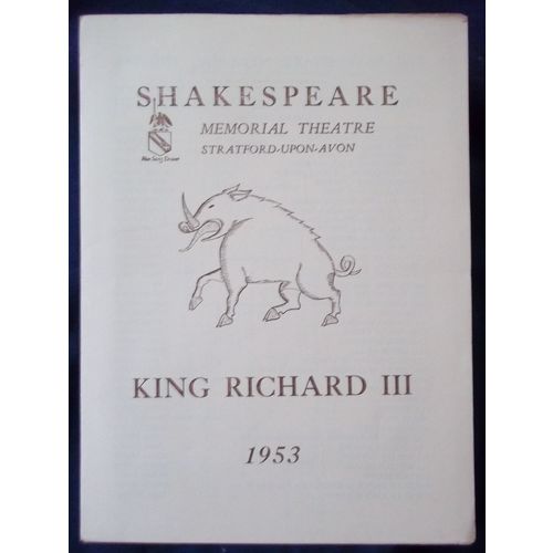 Shakespeare Memorial Theatre - King Richard III - 1953 Theatre Programme