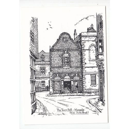 The Town Hall Margate Modern Sketch Art Postcard Kent
