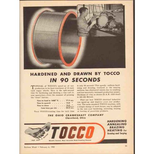 OHIO CRANKSHAFT COMPANY 1943 hardened drawn war production vintage ad
