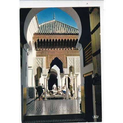 Fes Interior of Karauin Medersa Morocco Postcard unused VGC