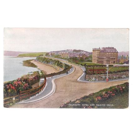 FALMOUTH HOTEL & MARINE PARADE, FALMOUTH unused antique postcard by Valentine =