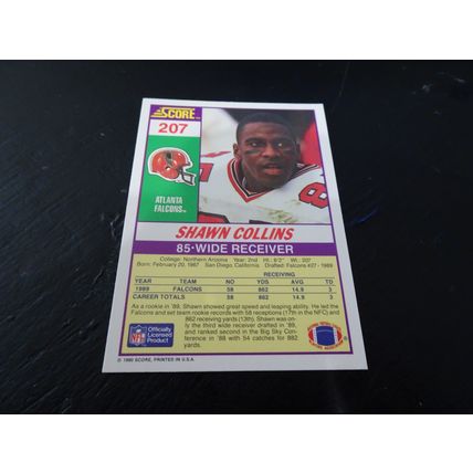 1990 Score Football Card # 207 Shawn Collins Excellent-Mint (6) Atlanta Falcons