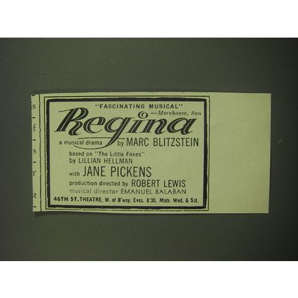 1949 Regina Play Ad - Fascinating Musical -Morehouse, Sun