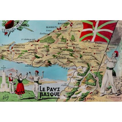Le Pays Basque Flag Map Fashion Cartes French Postcard
