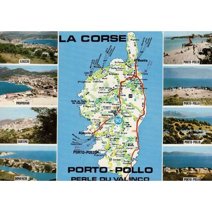 La Corse Porto Pollo Perle Du Valenco 1970s Map Postcard