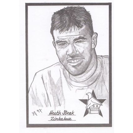 Heath Stream Zimbabwe Cricket Artist Drawing Limited Edn of 500 Postcard