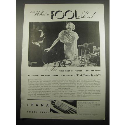 1933 Ipana Toothpaste Ad - What a fool she is