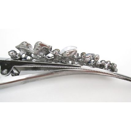 Dark blue flower and dark silver alligator hair claw clip with crystals