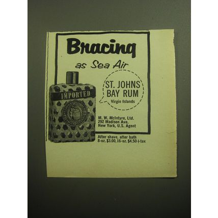 1958 St. Johns Bay Rum Ad - Bracing as Sea Air