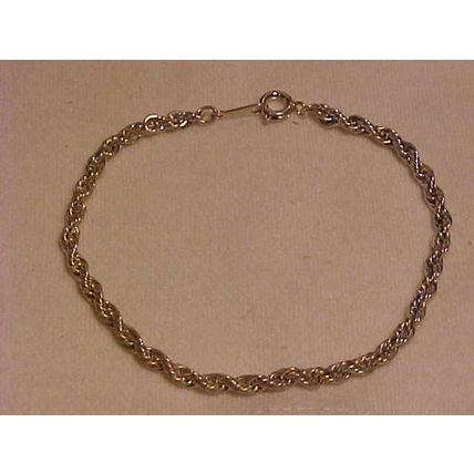 Silver Rope Chain Bracelet Tennis Bracelet Silver Twisted Rope Chain 7-1/4"