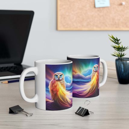 Beautiful Owl Standing in a Sea of Colors #7 Mug Ceramic Coffee Mug 11oz