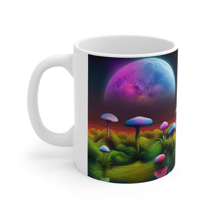 Lunar Moon Scene Toadstools and Lillies #6 Mug Ceramic Coffee Mug 11oz