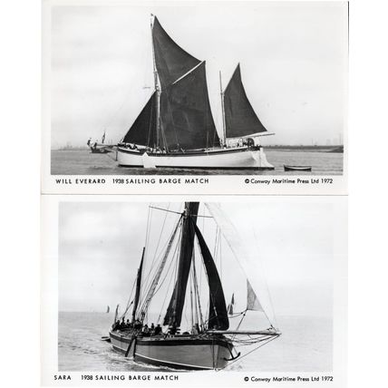 Will Everard 1938 Sailing Barge Match Race Boat 2x RPC Postcard s