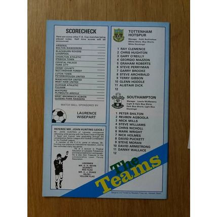 1983 FA Cup 3rd Round - Programme & Ticket: Tottenham vs Southampton