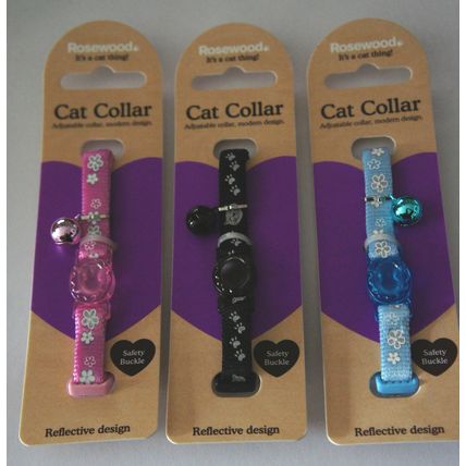 ROSEWOOD BLUE SAFETY REFLECTIVE CAT COLLAR WITH OR WITHOUT ENGRAVED BLUE ID TAG