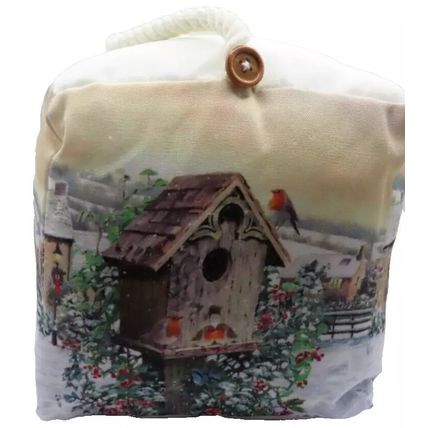 Winter Robins Door Stop Fabric 30 CM With Rope Handle Gift Home Decor Door