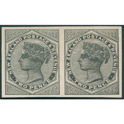 New Zealand 1891 2d black Official Reproduction SG188var imperf pair