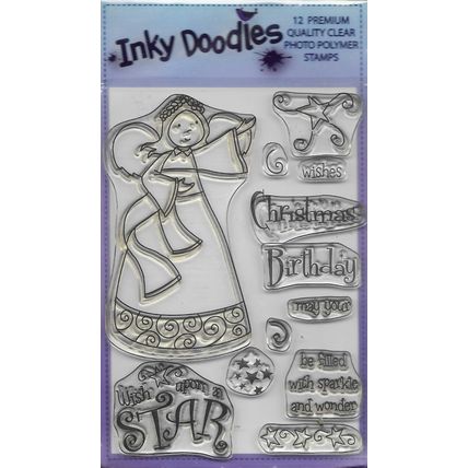 Inky Doodles. Star Angel Stamp Set. Stamping Cardmaking Scrapbooking Crafts