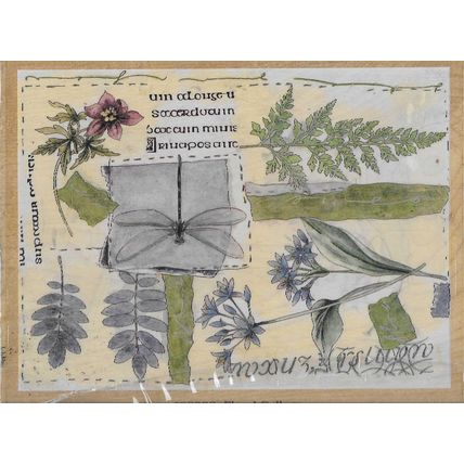 Stamps Happen. Floral Collage Wood Mounted Rubber Stamp. App 14x10cm. Cardmaking