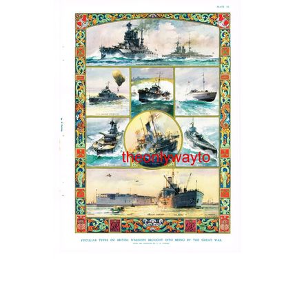 British Warships From The Great War, Book Illustration, c1935