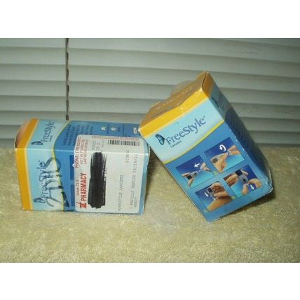 freestyle lancets 2 boxes of 100 unsealed 1 exp 10/2017 and 1 exp 02/2017