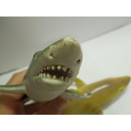 Lot of 2 Vintage Tiger Shark Plastic Toy Figures - Made in China - Ocean Animal