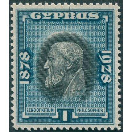 Cyprus 1928 1pi black & greenish blue SG124 unused