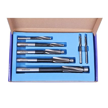 Accusize Industrial Tools 7 Pc Metric Hss Solid Capscrew Counterbore Set, 3 Flut