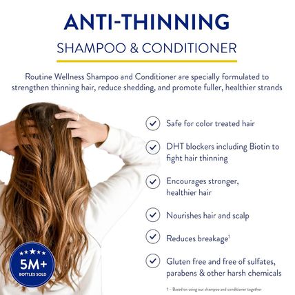 Routine Wellness Anti-Thinning Shampoo and Conditioner Set for Thinning Hair - B