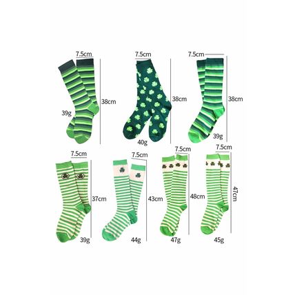 Dark Green St Patricks Clover Print Tube Socks