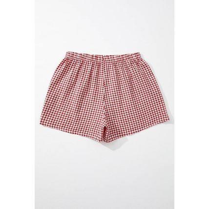 Red Plaid Gingham Printed High Waist Shorts