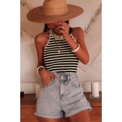 Black Stripe Crew Neck Slim Fit Sweater Vest
