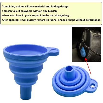 Universal Foldable Silicone Car Funnel | Engine Oil, Petrol, Washer Fluid Change