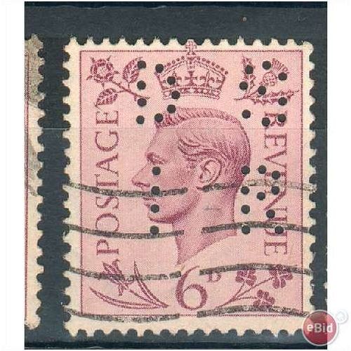 GB stamps 1937-47 KGV1 - 6d purple SG470 perfin - 2