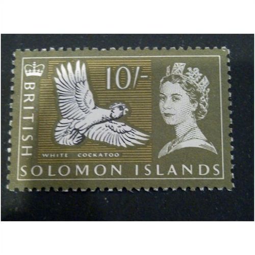 British Solomon Islands QEII 1965 10/- Black Olive Green & Yellow MM SG 125