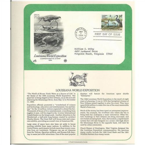 LOUISIANA WORLD EXPOSITION 'OFFICIAL FIRST DAY of ISSUE ' (1984)