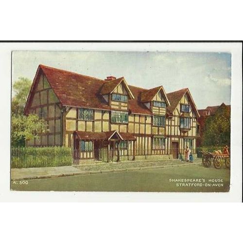 A500 STRATFORD ON AVON Shakespeare's House Valentine "Art Colour" Postcard
