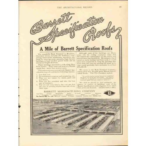barrett mfg company 1912 bush terminal brooklyn ny roof vintage ad