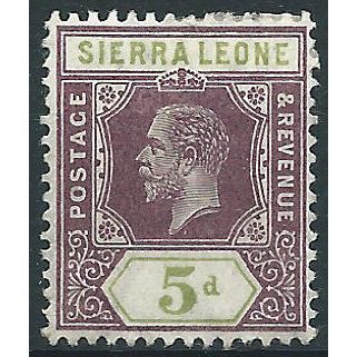 Sierra Leone 1912 SG118 5d Purple & Olive-Green Mounted Mint . ...