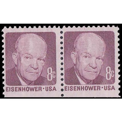 1395 8c Dwight Eisenhower Fine MNH BPS Hor Pair Bot V4771