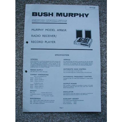 BUSH A906SR Service information Service Manual