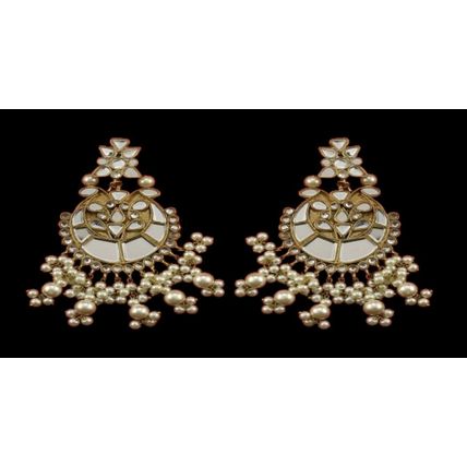 PAKISTANI INDIAN WOMEN GIRLS GOLD-PLATED THAPA KUNDAN EMBELLISHED NATURAL PEARLS