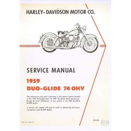 HARLEY-DAVIDSON DUO GLIDE 74 OHV SERVICE MANUAL MOTORCYCLE 140 PAGES IN ENGLISH