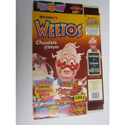 Weetabix Weetos 1999 Cereal Box Crayola Colouring Pens 500g Box only