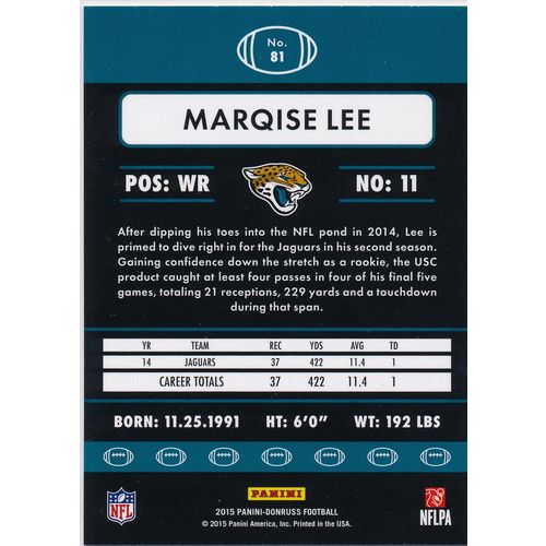 2015 Donruss Football 81 Marqise Lee Jacksonville Jaguars