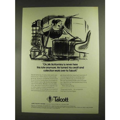 1972 Talcott Business Finance Ad - Never Here Late