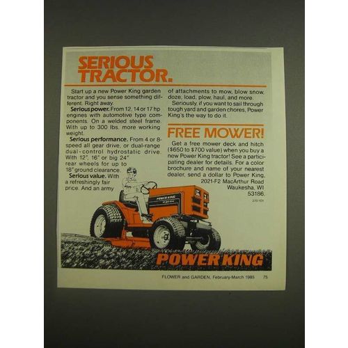 1985 Power King Mower Ad - Serious Tractor