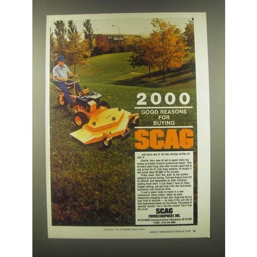 1985 Scag Mowers Ad - 2000 Good Reasons For Buying