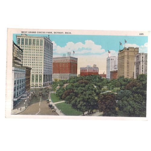 WEST GRAND CIRCUS PARK, DETROIT. MICHIGAN, USA. unused vintage postcard =